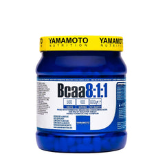 Yamamoto Nutrition BCAA 8:1:1 supplement, 500 tablets for muscle support and energy metabolism.
