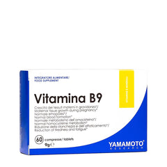 Yamamoto Nutrition Vitamina B9 food supplement box, 60 tablets for maternal health and brain function.