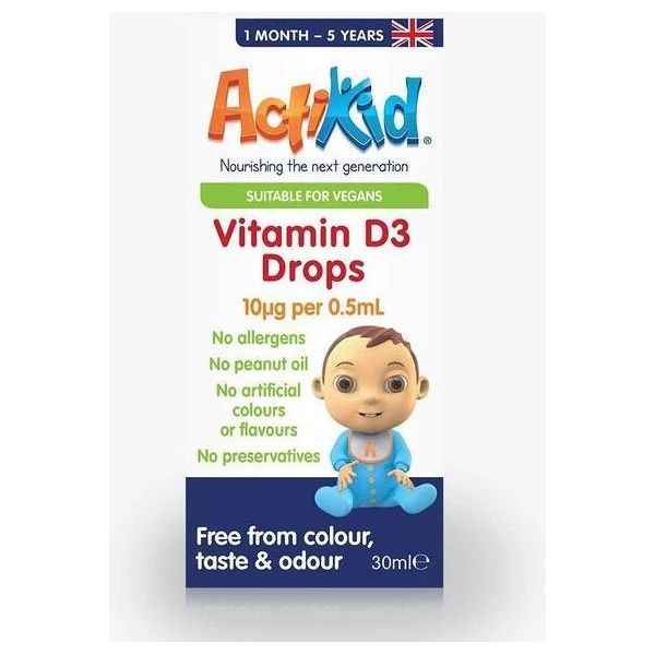 ActiKid - Vitamin D3 Drops, 10mcg - 30 ml. - Nutri.se