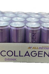Allnutrition AllDeynn Collagen Drink packaging with multiple 330ml cans, promoting skin elasticity and wellness.