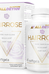 Allnutrition Alldeynn Hairrose supplement bottle featuring 45 softgels for hair health and growth support.