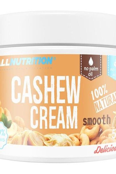 Allnutrition Cashew Cream jar featuring 100% natural, smooth cashew nut spread without added sugar or palm oil.