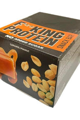 Allnutrition Fitking Protein Snack Bar box, caramel peanut flavor, no added sugar, high protein snack.