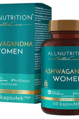 Allnutrition Health & Care Ashwagandha Women supplement, 60 vegan capsules for PMS relief and hormonal balance.