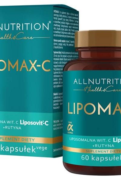 Allnutrition Lipomax-C vitamin C supplement with Liposovit-C formula, 60 vegan capsules for immune support.
