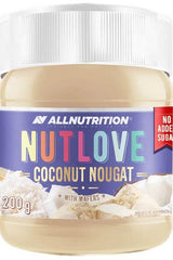 Allnutrition Nutlove Coconut Nougat with Wafers jar, 200g, no added sugar, healthy dessert alternative.