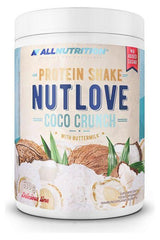 Allnutrition Nutlove Coco Crunch Protein Shake with Buttermilk, 630g, no added sugar, delicious flavor.