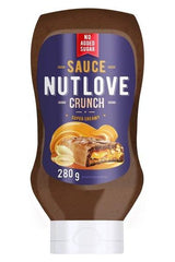 Allnutrition Nutlove Crunch sauce bottle with no added sugar, super creamy texture, 280g packaging.