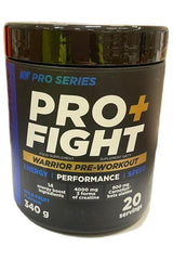 Allnutrition PRO+ Fight pre-workout supplement container with energy-boosting ingredients, 20 servings.