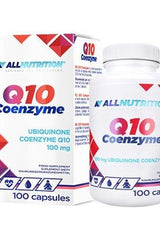 Allnutrition Q10 Coenzyme supplement with 100 capsules, enhances heart function and energy production.