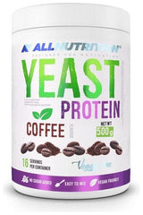 Allnutrition Yeast Protein in Coffee flavor, vegan-friendly, 500g, 16 servings, no sugar added.