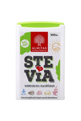 Almitas Stevia 300 tablets, a natural sweetener with low calories, suitable for diabetics, vegan-friendly.