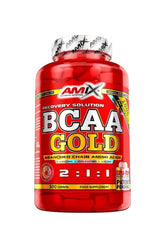 Amix BCAA Gold supplement bottle with 300 tablets for muscle recovery and growth