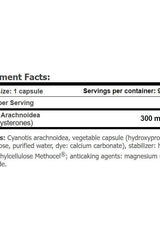 Nutrition facts for Amix Beta-Ecdyx Pure, highlighting serving size and ingredients per capsule.