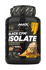 Amix Black Line Black CFM Isolate protein powder, high-quality whey isolate, low fat, with probiotics and enzymes.