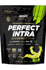 Amix Black Line Perfect Intra supplement pouch, advanced intra training formula, melon & kiwi flavor, 30 servings.