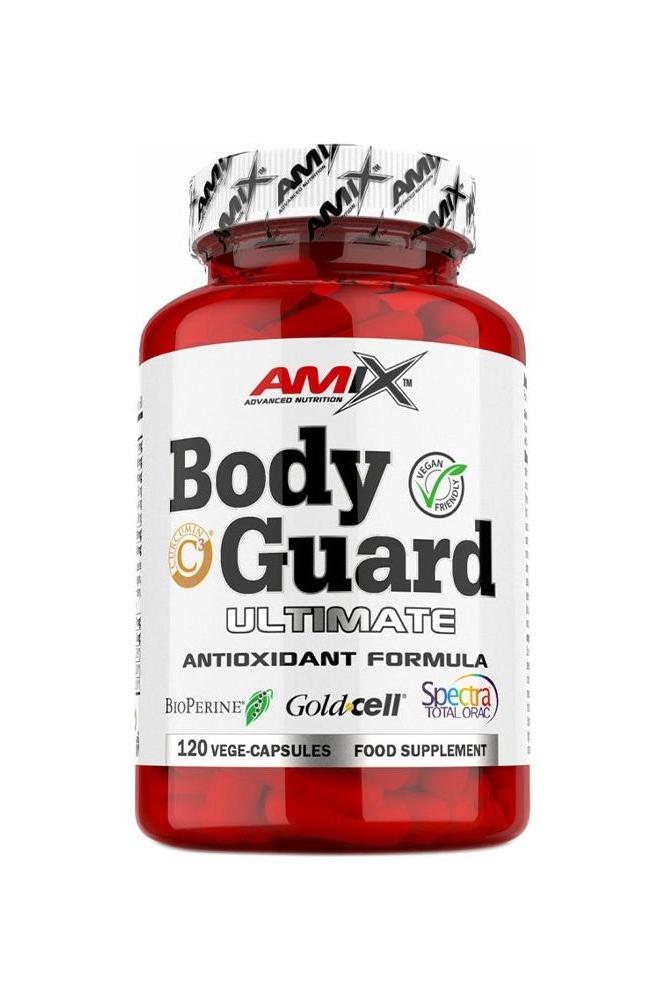 Amix BodyGuard Ultimate Immunity Booster bottle with 120 capsules for antioxidant support and immune health.