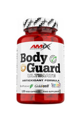 Amix BodyGuard Ultimate Immunity Booster bottle with 120 capsules for antioxidant support and immune health.