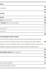 Nutritional facts for Amix Bodyguard Ultimate Immunity Booster, highlighting ingredients and dosages.