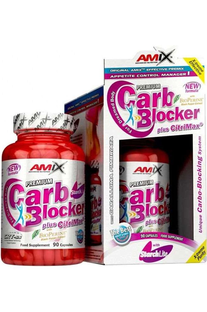 Amix Carb Blocker with StarchLite, 90 capsules, designed to reduce carbohydrate absorption and support weight management.