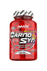 Amix CarnoSyn Beta-Alanin 100 capsules bottle showcasing muskeluthållighet benefits and performance enhancement.