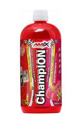 Amix ChampION Sports Fuel Raspberry flavor in a 1-liter bottle, designed for quick hydration and energy.