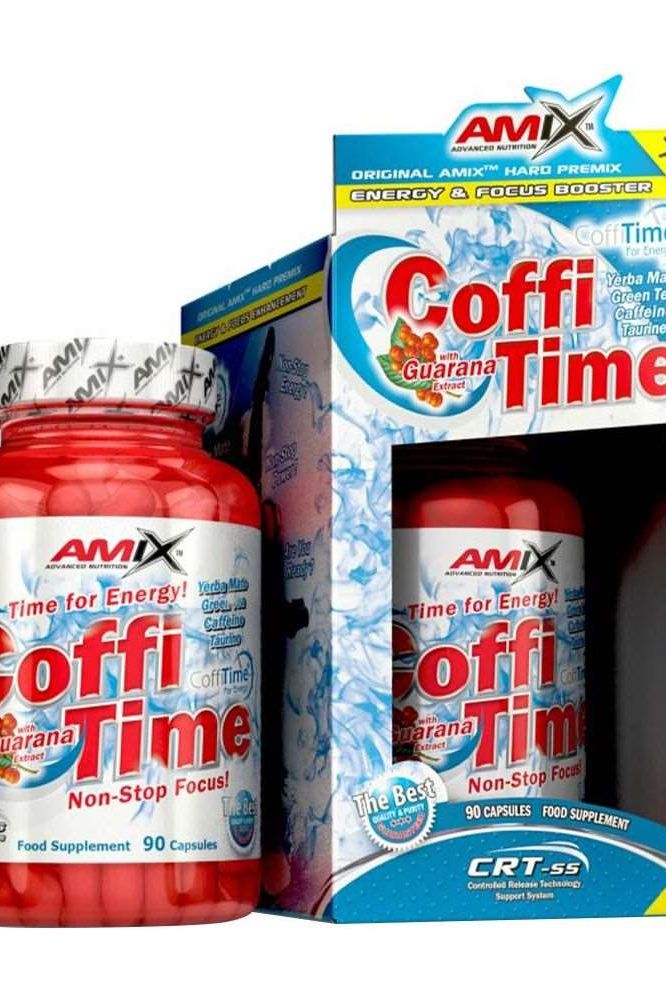 Amix CoffiTime® energy supplement with 90 capsules for improved performance and focus.