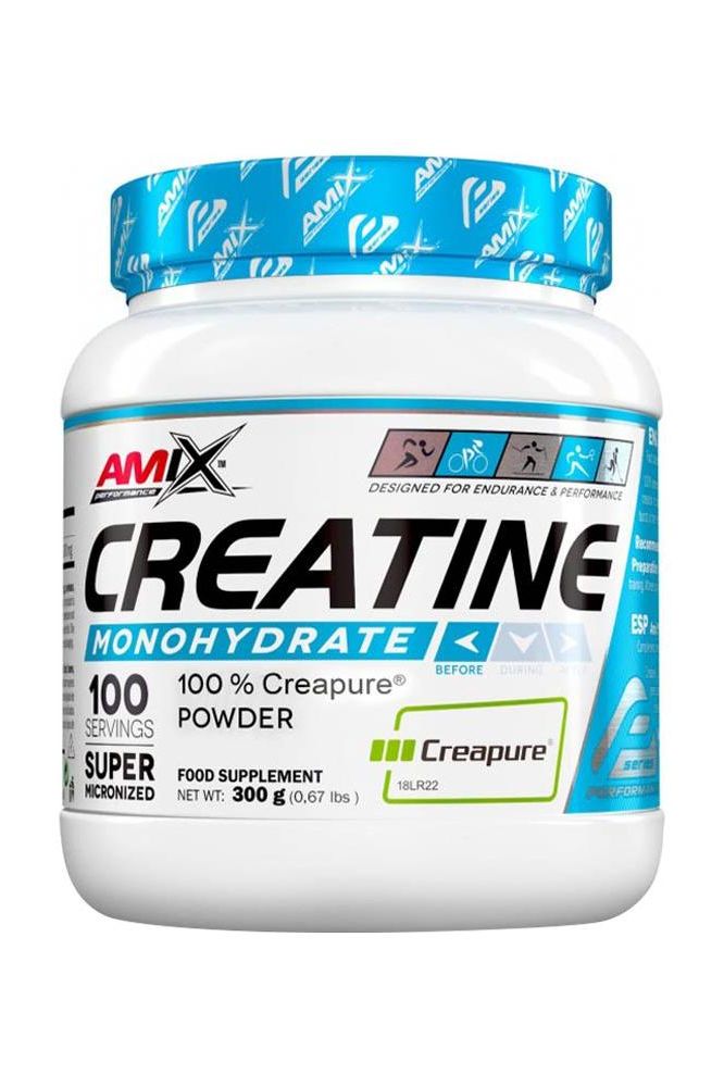 Amix Creatine Monohydrate 300g with Creapure, enhances muscle strength and energy, ideal for athletes.