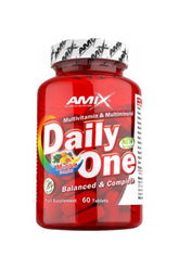 Amix Daily One multivitamin and multimineral supplement bottle with 60 tablets, promoting a balanced diet.