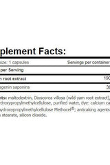 Supplement facts panel for Amix Diosgen Stimulator, detailing ingredients and nutritional information.