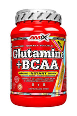 Amix Glutamine + BCAA powder 1000g container, super soluble amino instant drink for muscle recovery and strength.