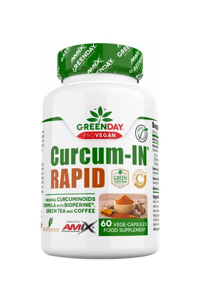 Green Day® Curcum-IN® Rapid supplement bottle with 60 capsules for inflammation and digestion support.