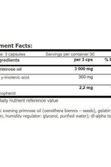Nutrition facts for Amix GreenDay Evening Primrose showing ingredients and amounts per serving.