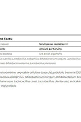 Supplement facts for Amix GreenDay Probio Forte showing ingredients and bacteria per capsule.