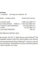 Nutritional facts for Amix GreenDay® ProVegan Vitamin C 1000, including ingredients and serving information.