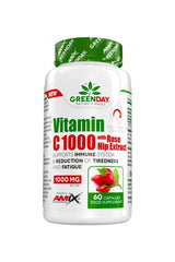 Amix GreenDay® ProVegan Vitamin C 1000 with Rose Hip Extract - 60 capsules for immune support and energy.