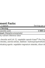 Nutritional information for Amix GreenDay ProVEGAN Vitamin C 1000 with Acerola Extract, 60 capsules.