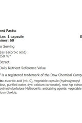 Supplement facts label for Amix GreenDay Vitamin C 1000 with Rose Hip Extract, detailing ingredients and serving size.