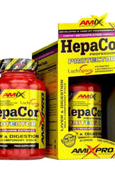 Amix HepaCor® Protector supplement bottle and packaging for liver health and digestion support.