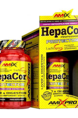 Amix HepaCor® Protector supplement bottle and packaging for liver health and digestion support.