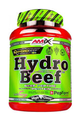 Amix HydroBeef™ Peptide Protein container with green label, showcasing high protein content and beef peptides.