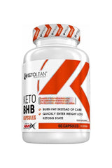Amix KetoLean Keto BHB capsules bottle, 60 capsules for fat burning and quick ketosis entry.
