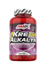 Amix Kre-Alkalyn® 1500 capsules in a red bottle, promoting quick results and no side effects.