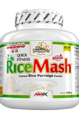 Amix Mr. Popper's RiceMash instant rice porridge powder in a 1500g container with stevia and quick preparation benefits.