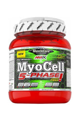 Amix MuscleCore MyoCell 5 Phase pre-workout supplement with red container, ultra-concentrated formula, no fillers.