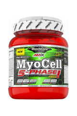 Amix MuscleCore MyoCell 5 Phase pre-workout supplement with red container, ultra-concentrated formula, no fillers.