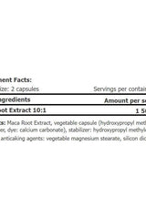 Nutritional information for Amix Peruvian Maca, detailing ingredients and serving sizes.
