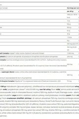 Nutritional information and ingredients list for Amix Shake 4 Fit&Slim protein shake.
