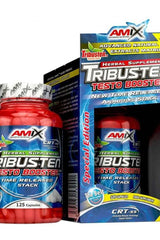 Amix Tribusten 125 capsules herbal supplement with time-released formula for energy and muscle support.