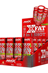 Amix XFat 2in1 SHOT in fruity flavor, ideal for pre-workout and fat burning support for women.